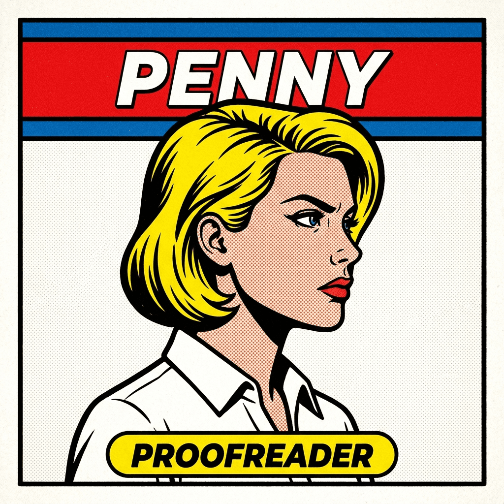 Pop-art portrait of Penny, the AI proofreader